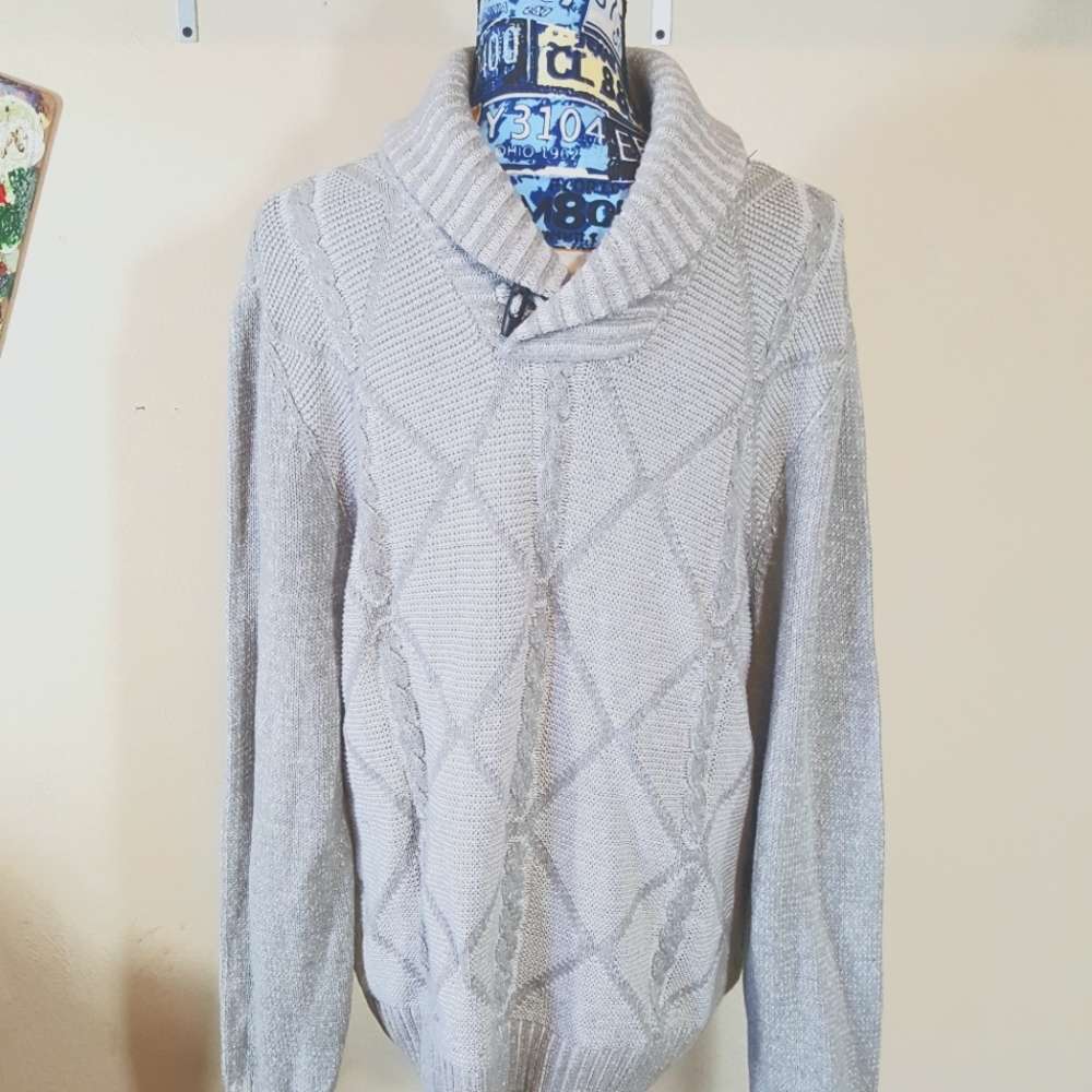 NWT Method grey shawl collar sweater